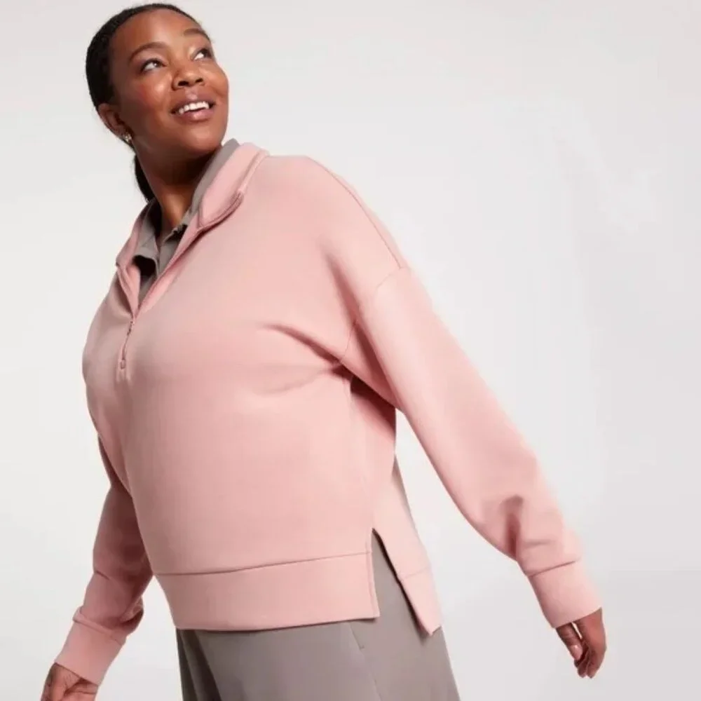 Calia Soft Scuba Golf 1/4 Zip Crop Pullover Top Sweatshirt - Picture 2 of 11